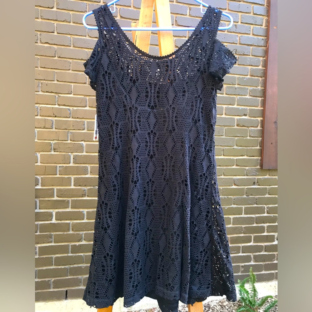 Free People Dress Tank w Off the Shoulder Detail Sleeves Small Lacey NWT!